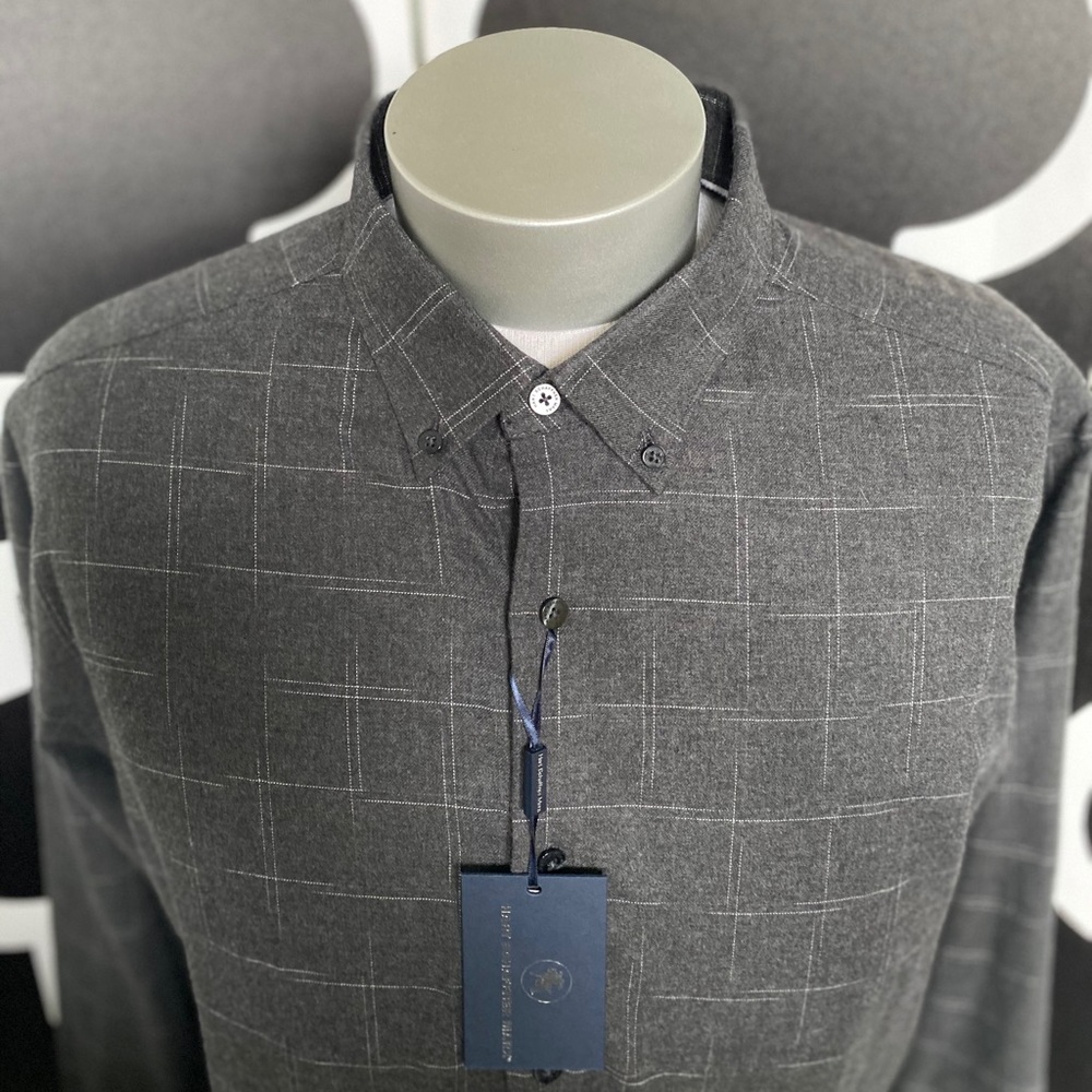 Hart Schaffner Marx grey flannel  button down